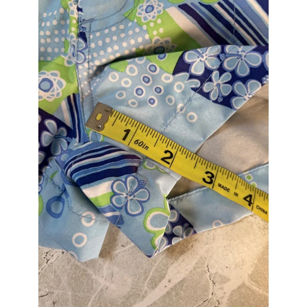 Y2K Energy Zone Girls Blue Floral Geometric‎ Board Shorts Swim Trunks Size 8